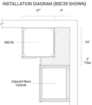 Espresso Shaker Base Blind Corner Cabinet - 36" W x 34.5" H x 24" D