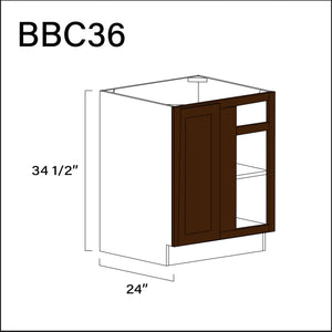 Espresso Shaker Base Blind Corner Cabinet - 36" W x 34.5" H x 24" D