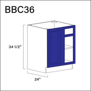 Royal Blue Shaker Base Blind Corner Cabinet - 36" W x 34.5" H x 24" D