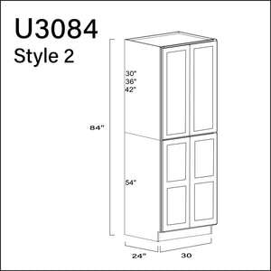 White Shaker Double Door Pantry Cabinet - 30" W x 84" H x 24" D