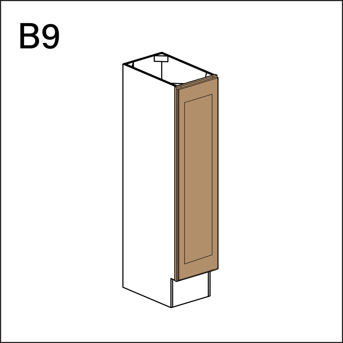 Wood Brown Shaker Single Door Kitchen Base Cabinet - 9&quot; W x 34.5&quot; H x 24&quot; D