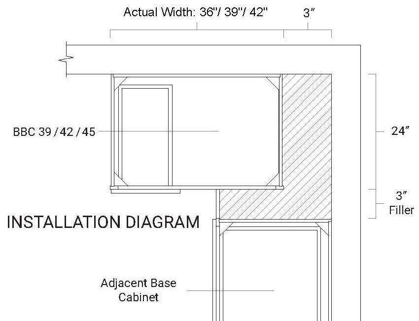 White Shaker Base Blind Corner Cabinet - 39" W x 34.5" H x 24" D