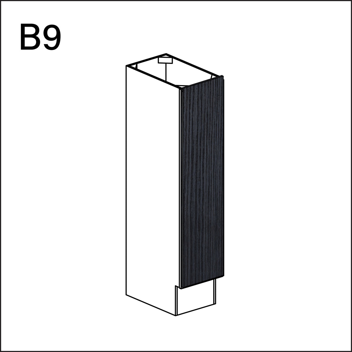 Darkwood Frameless Single Door Kitchen Base Cabinet - 9" W x 34.5" H x 24" D