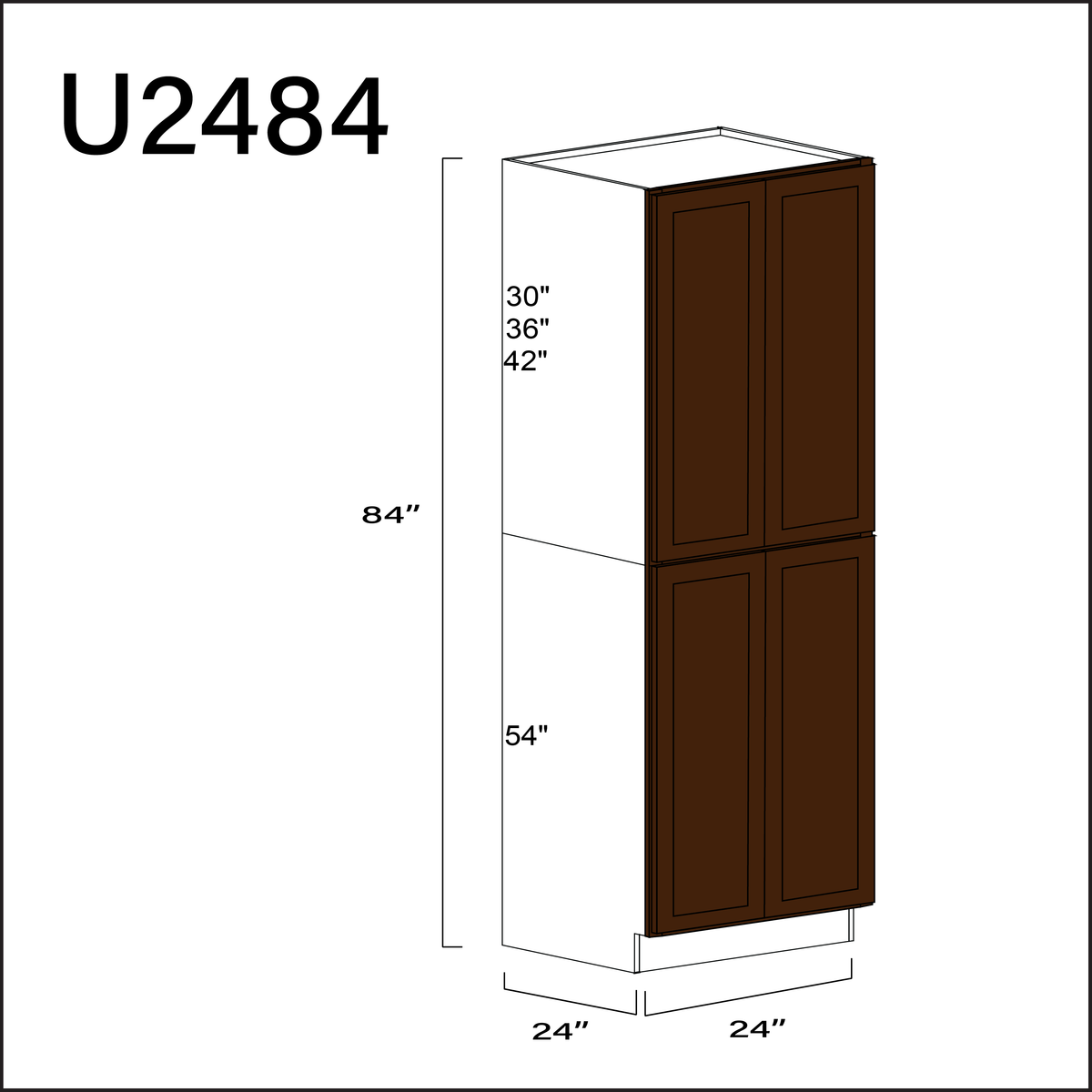 Espresso Shaker Double Door Pantry Cabinet - 24&quot; W x 84&quot; H x 24&quot; D