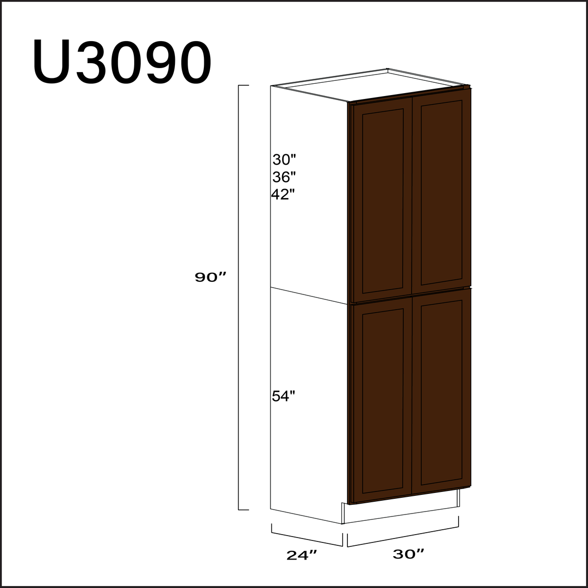 Espresso Shaker Double Door Pantry Cabinet - 30&quot; W x 90&quot; H x 24&quot; D