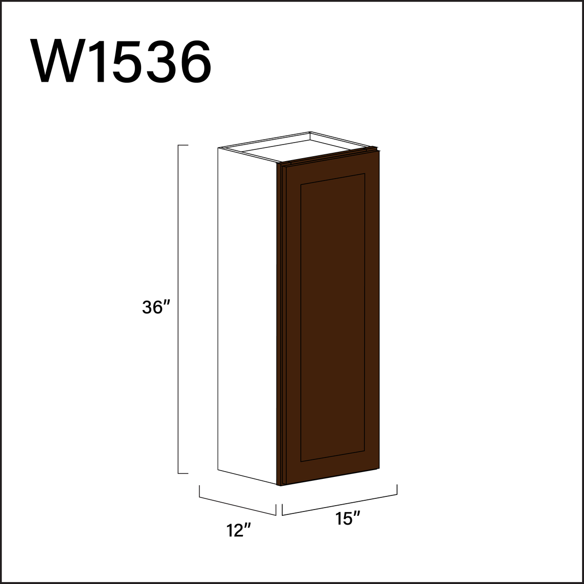 Espresso Shaker Single Door Wall Cabinet - 15&quot; W x 36&quot; H x 12&quot; D