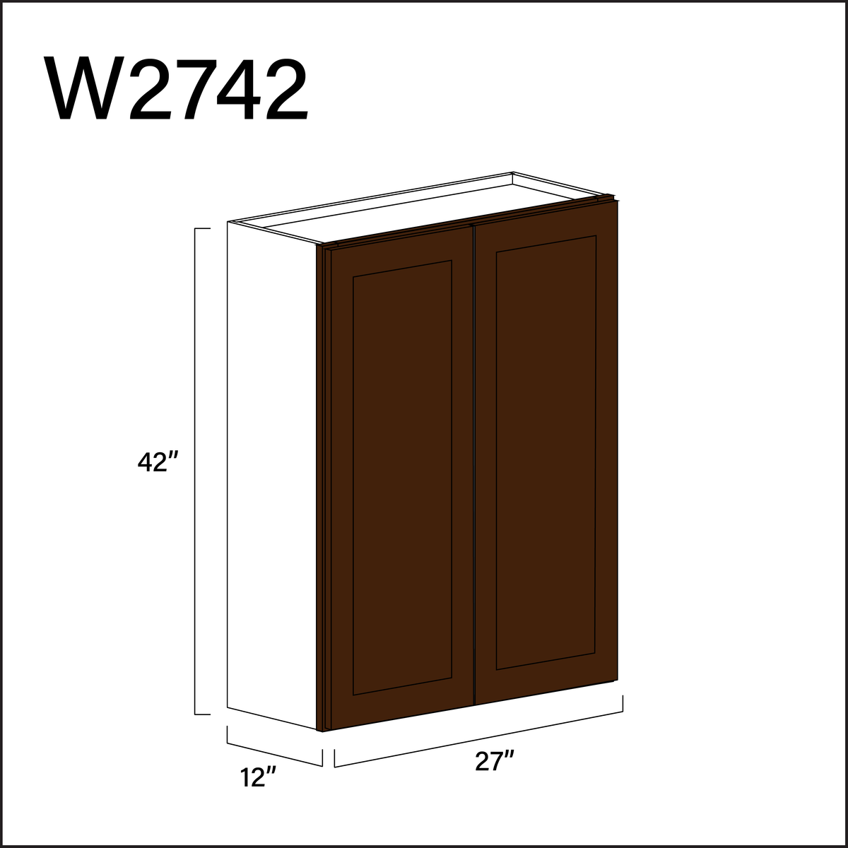 Espresso Shaker Double Door Wall Cabinet - 27&quot; W x 42&quot; H x 12&quot; D