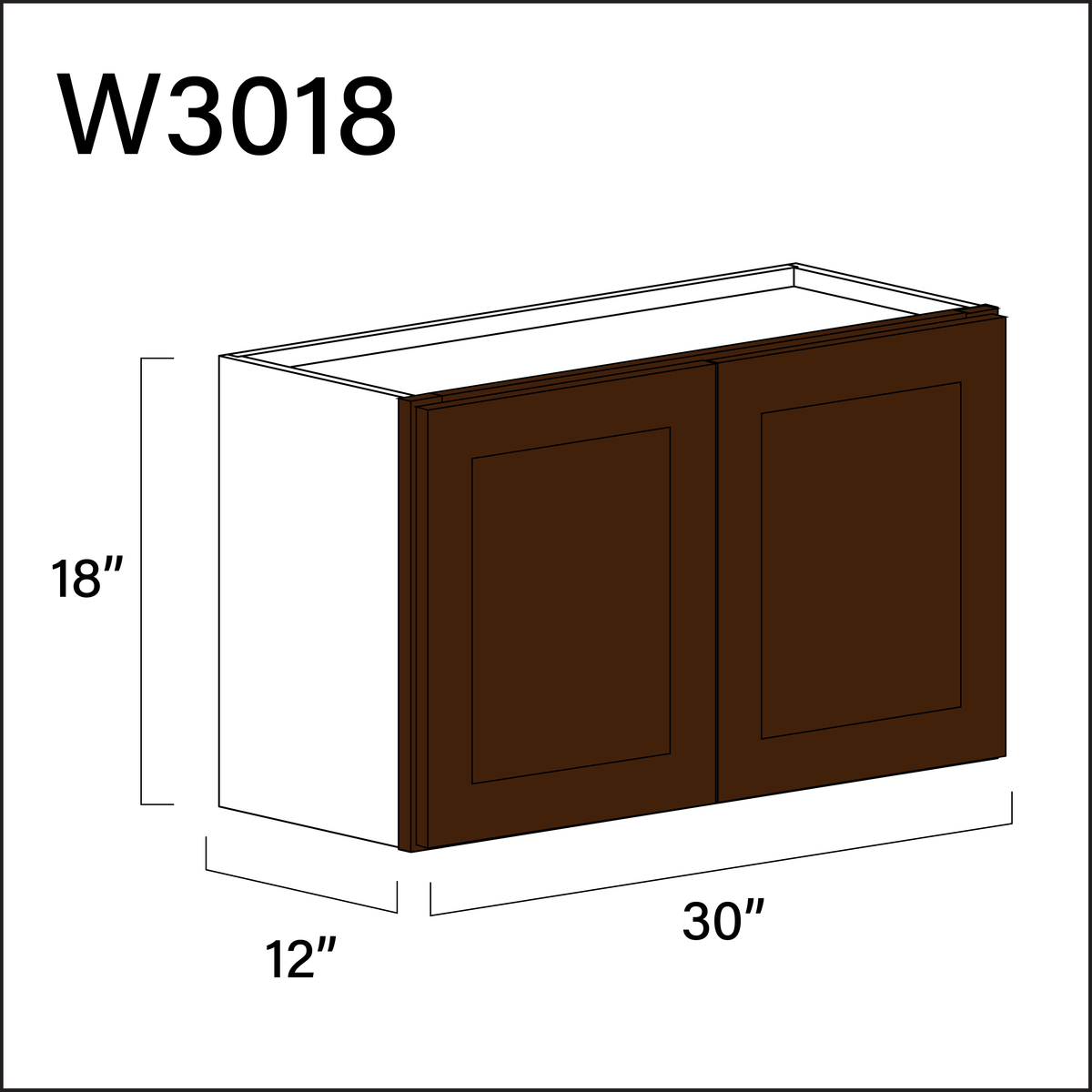 Espresso Shaker Double Door Wall Cabinet - 30&quot; W x 18&quot; H x 12&quot; D