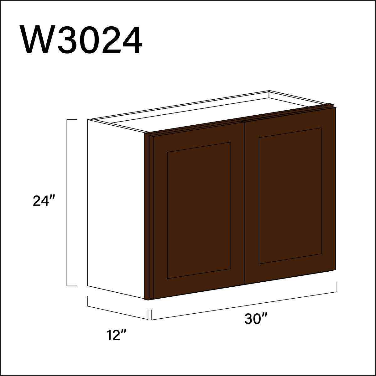 Espresso Shaker Double Door Wall Cabinet - 30&quot; W x 24&quot; H x 12&quot; D