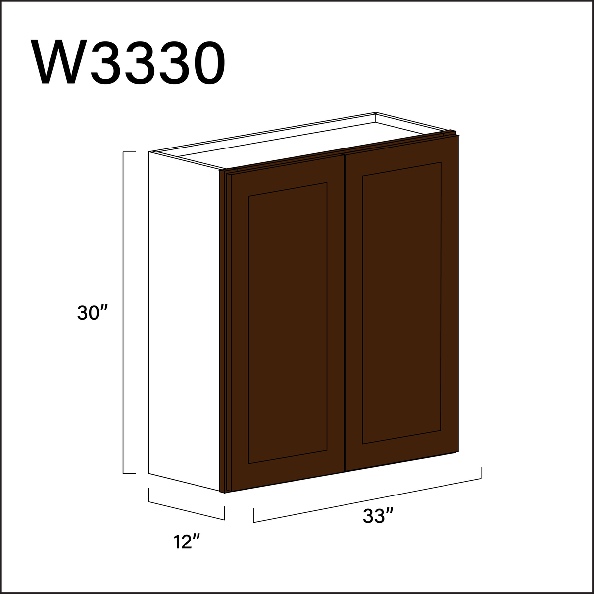 Espresso Shaker Double Door Wall Cabinet - 33&quot; W x 30&quot; H x 12&quot; D