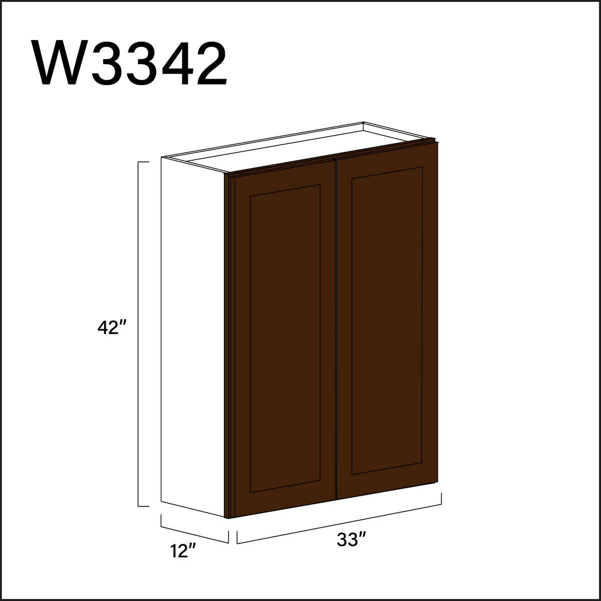 Espresso Shaker Double Door Wall Cabinet - 33&quot; W x 42&quot; H x 12&quot; D