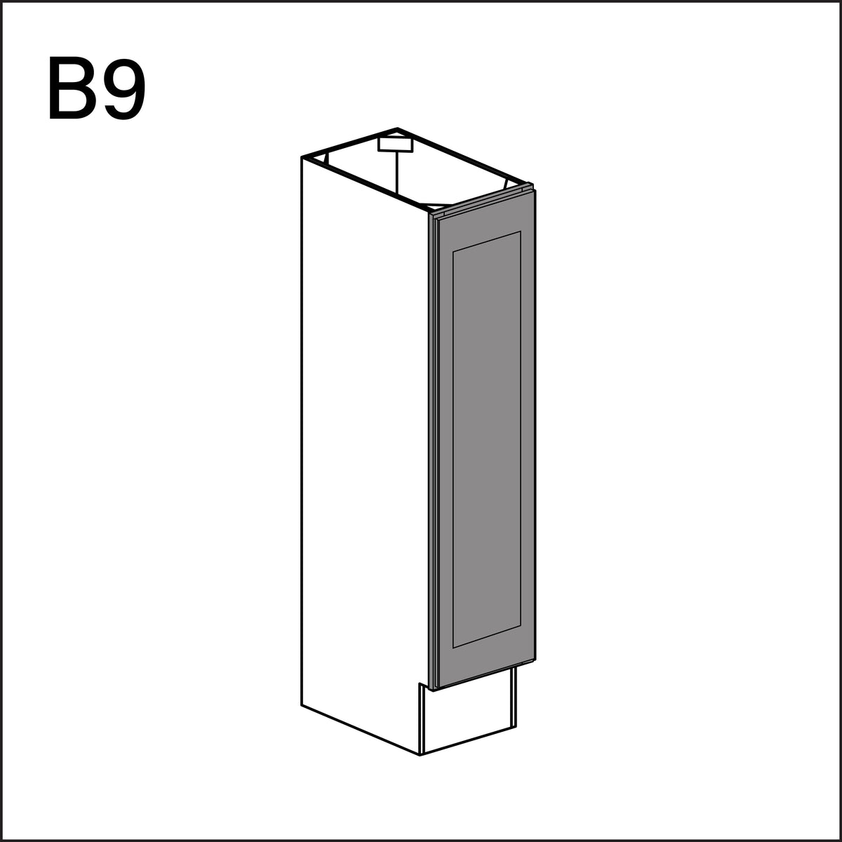 Earth Grey Shaker Single Door Kitchen Base Cabinet - 9&quot; W x 34.5&quot; H x 24&quot; D