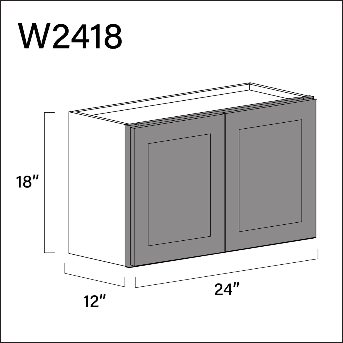 Earth Grey Shaker Double Door Wall Cabinet - 24&quot; W x 18&quot; H x 12&quot; D