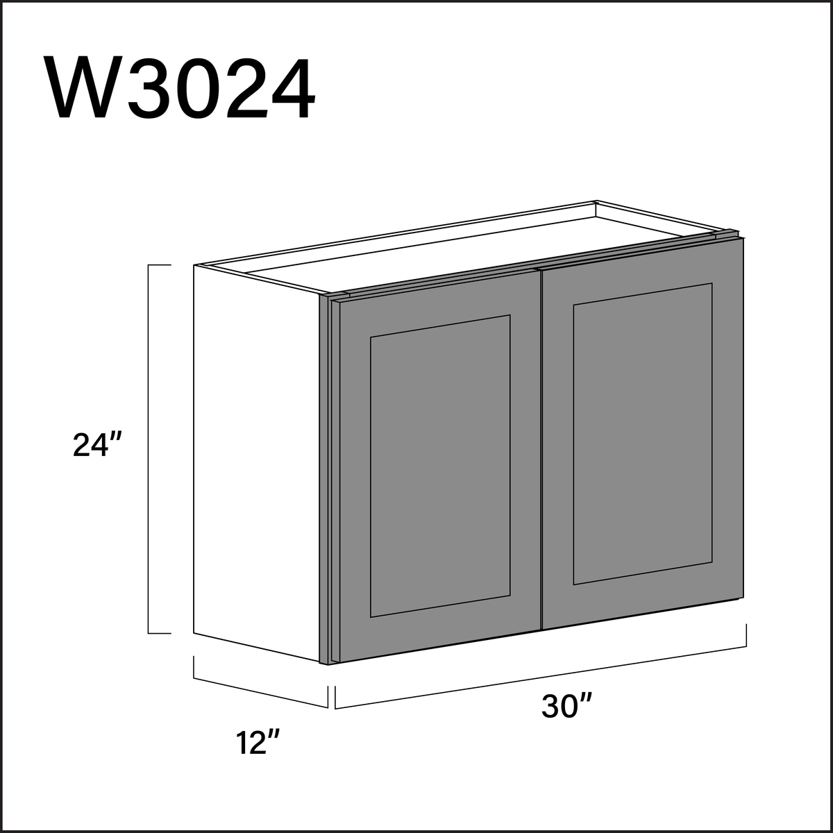 Earth Grey Shaker Double Door Wall Cabinet - 30&quot; W x 24&quot; H x 12&quot; D