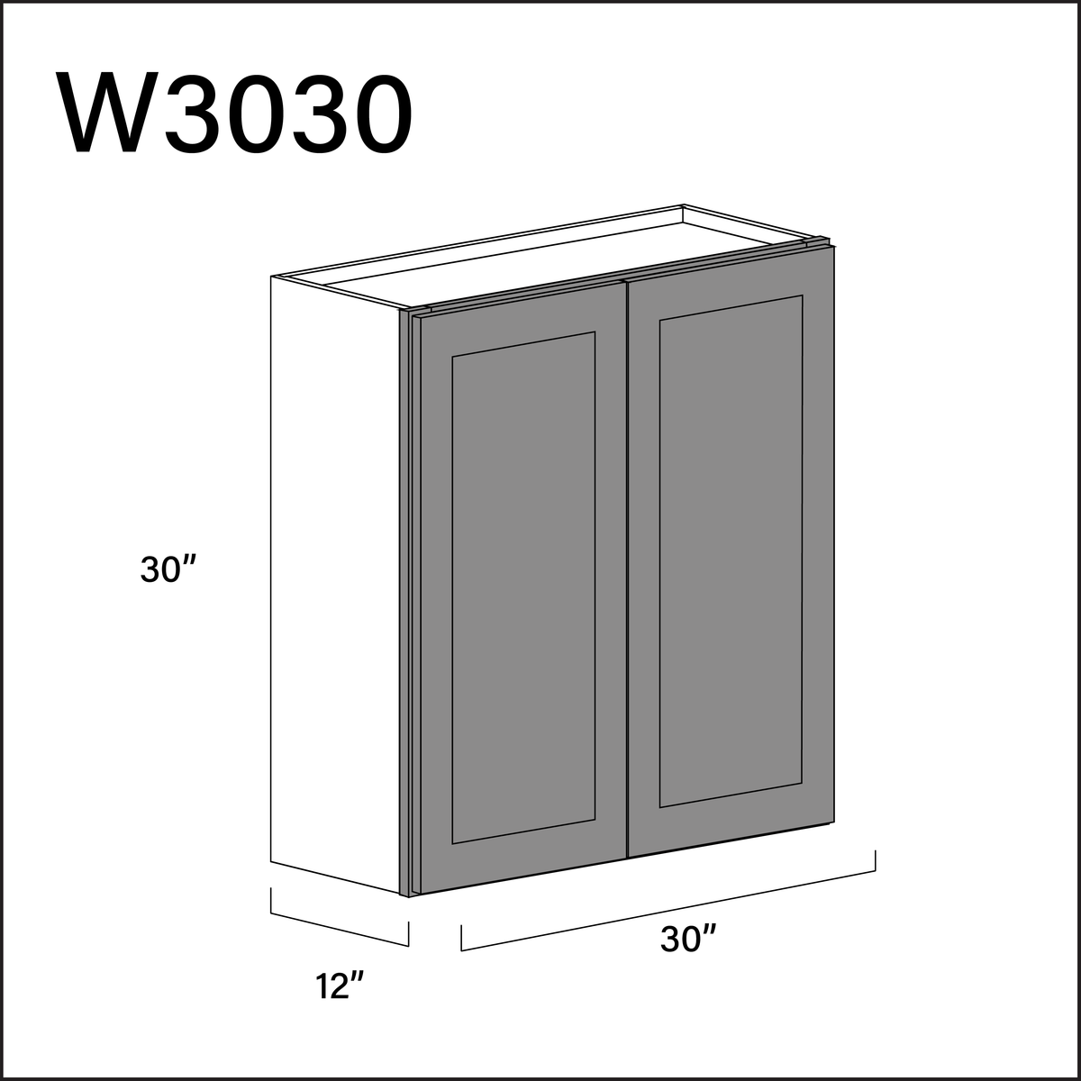 Earth Grey Shaker Double Door Wall Cabinet - 30&quot; W x 30&quot; H x 12&quot; D
