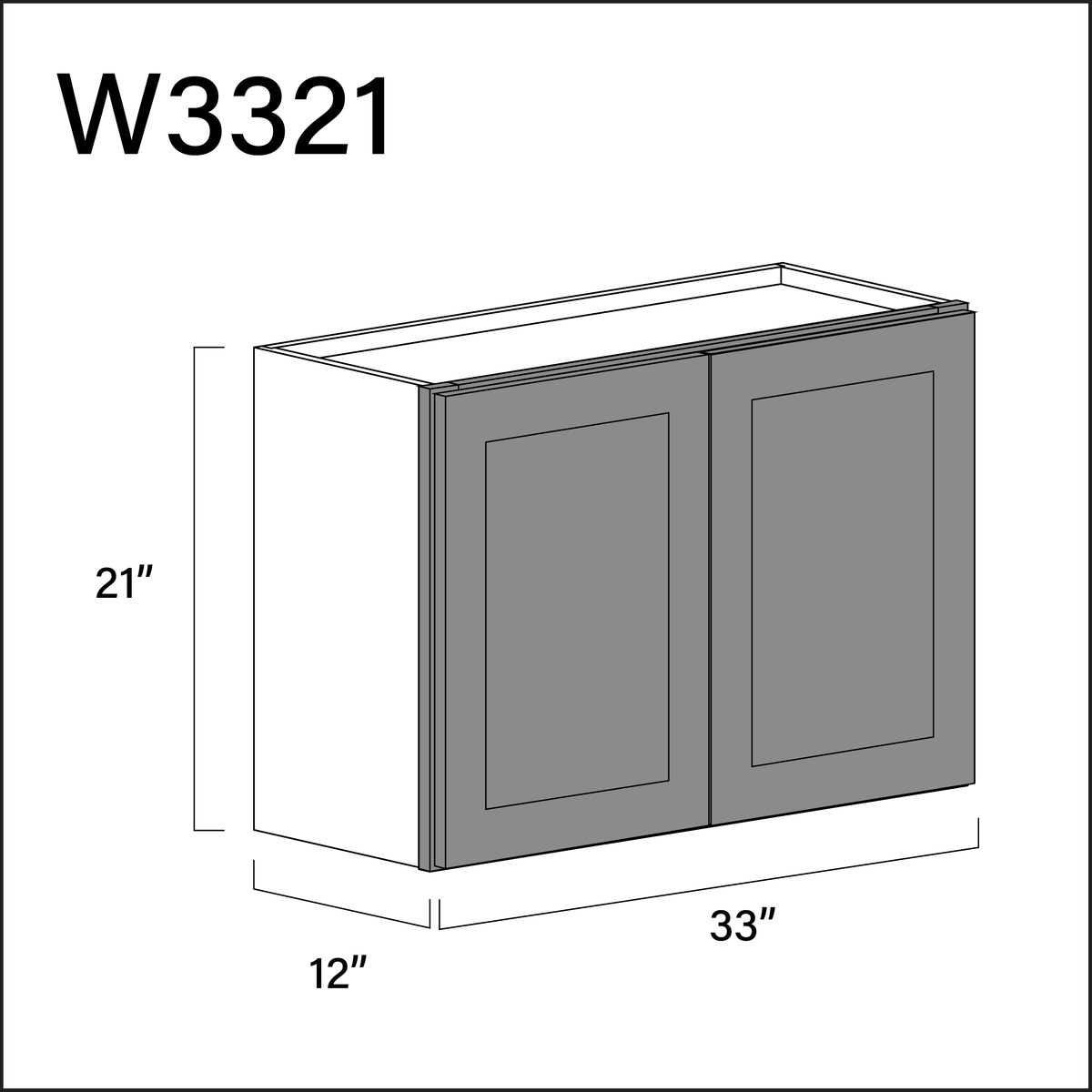 Earth Grey Shaker Double Door Wall Cabinet - 33&quot; W x 21&quot; H x 12&quot; D