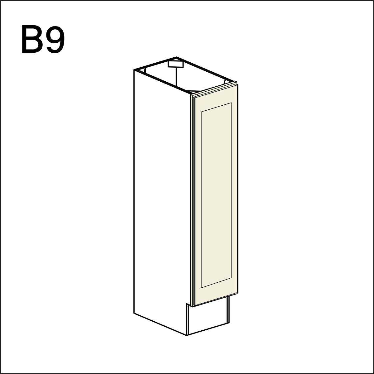 Milkshake White Single Door Kitchen Base Cabinet - 9&quot; W x 34.5&quot; H x 24&quot; D