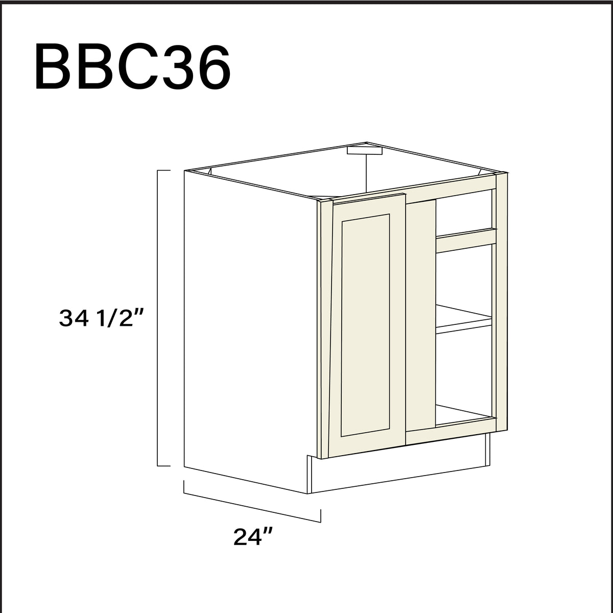 Milkshake White Base Blind Corner Cabinet - 36&quot; W x 34.5&quot; H x 24&quot; D