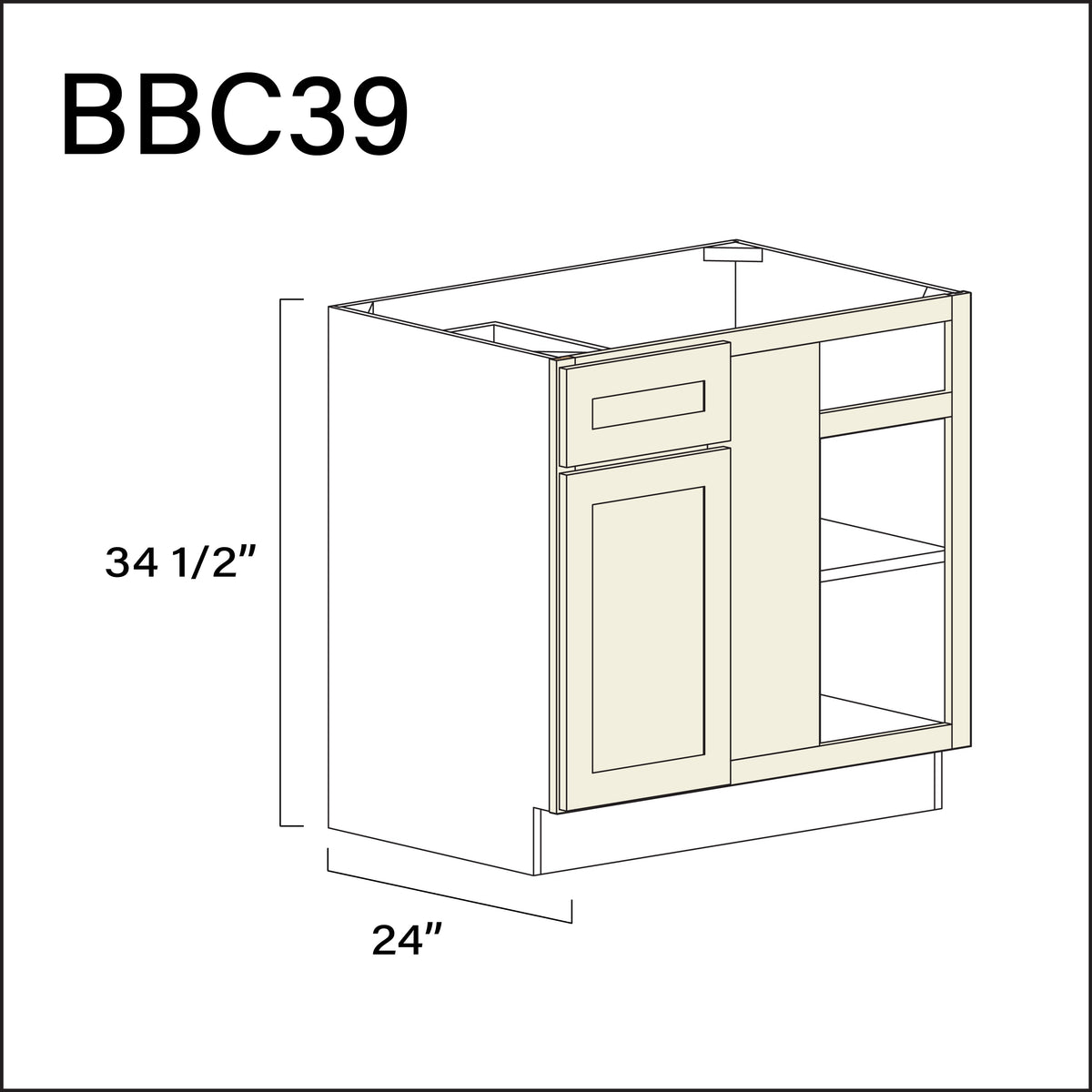 Milkshake White Base Blind Corner Cabinet - 36&quot; W x 34.5&quot; H x 24&quot; D