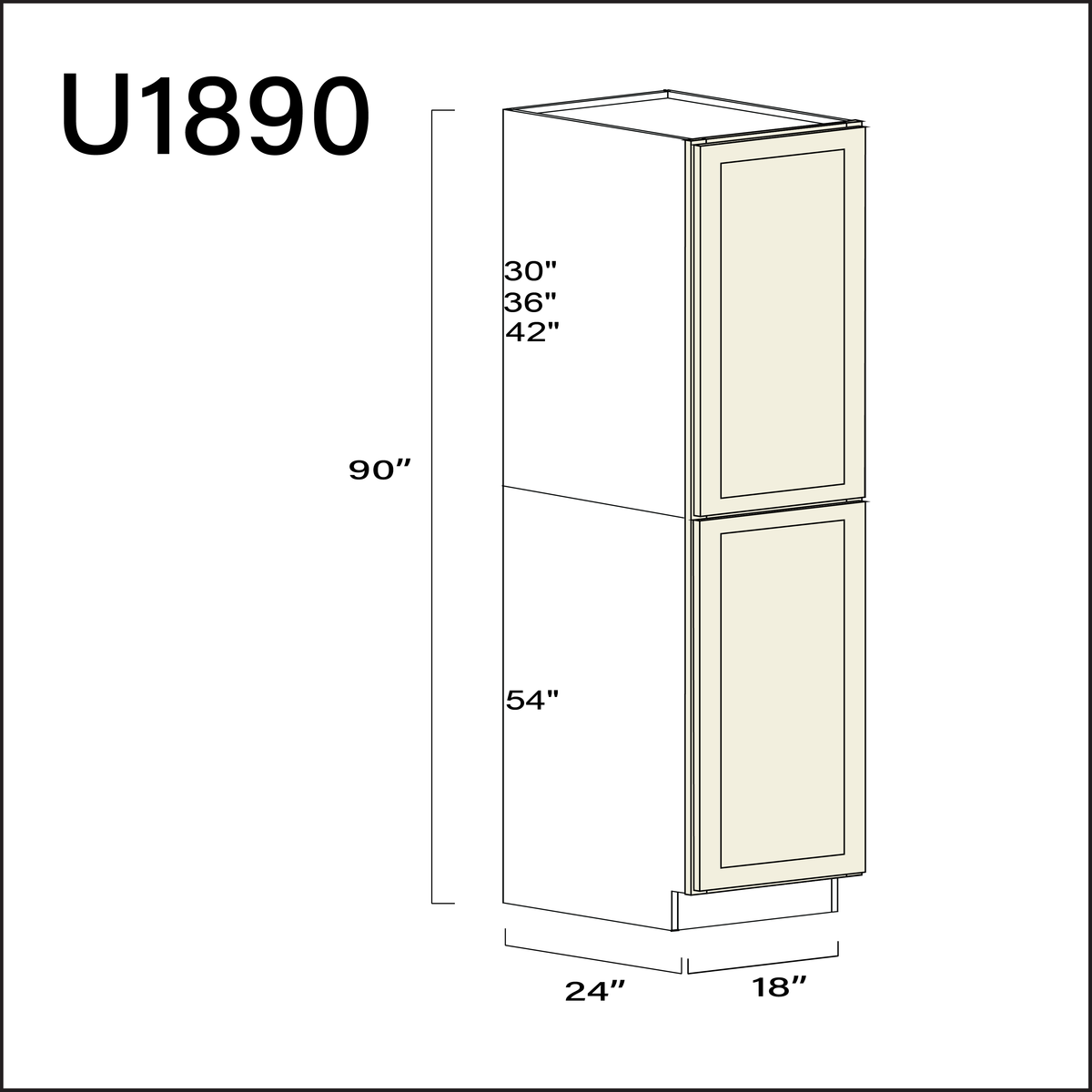 Milkshake White Single Door Pantry Cabinet - 18&quot; W x 90&quot; H x 24&quot; D