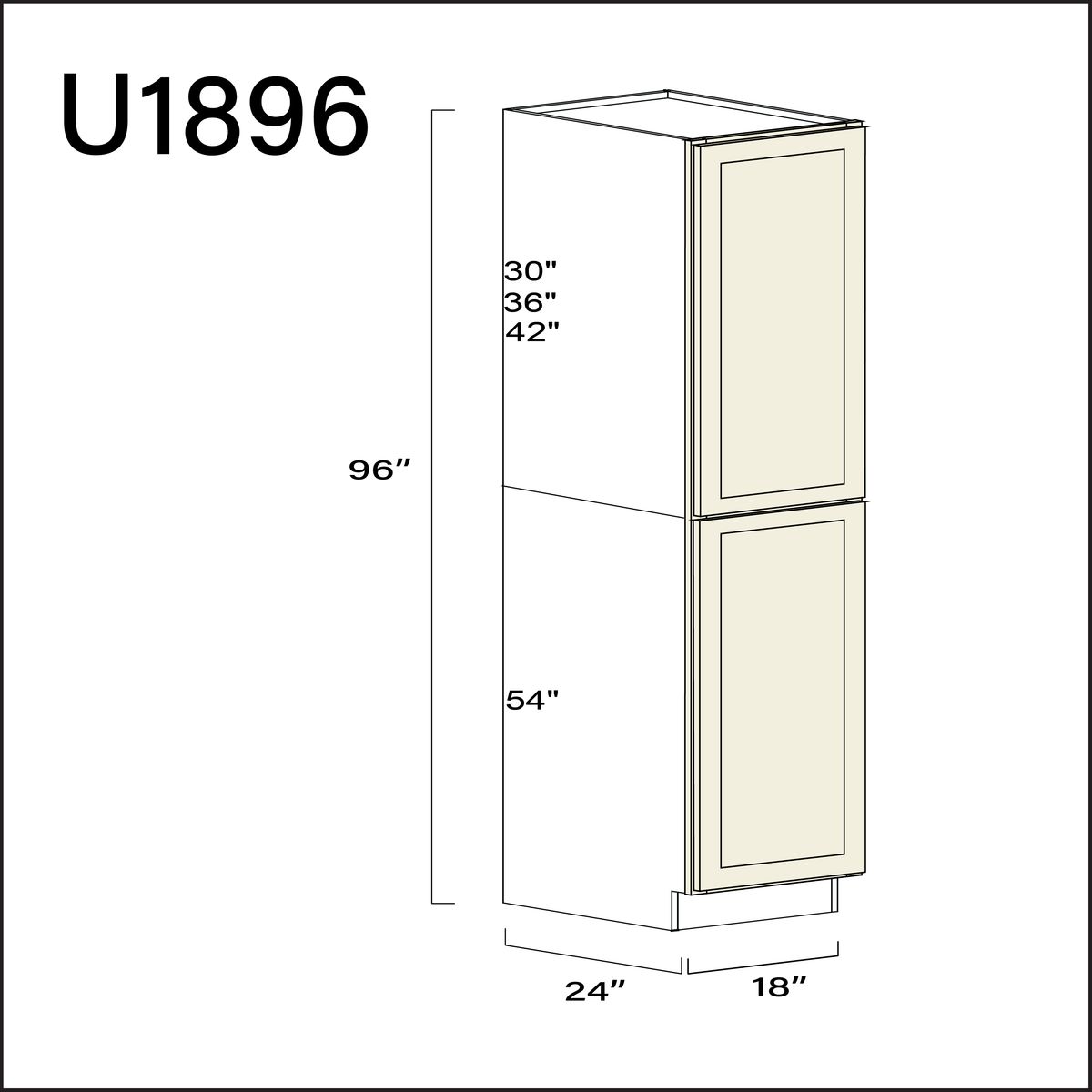Milkshake White Single Door Pantry Cabinet - 18&quot; W x 96&quot; H x 24&quot; D