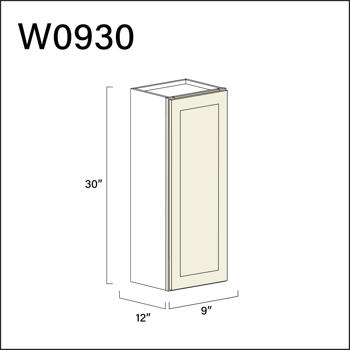 Milkshake White Single Door Wall Cabinet - 9&quot; W x 30&quot; H x 12&quot; D