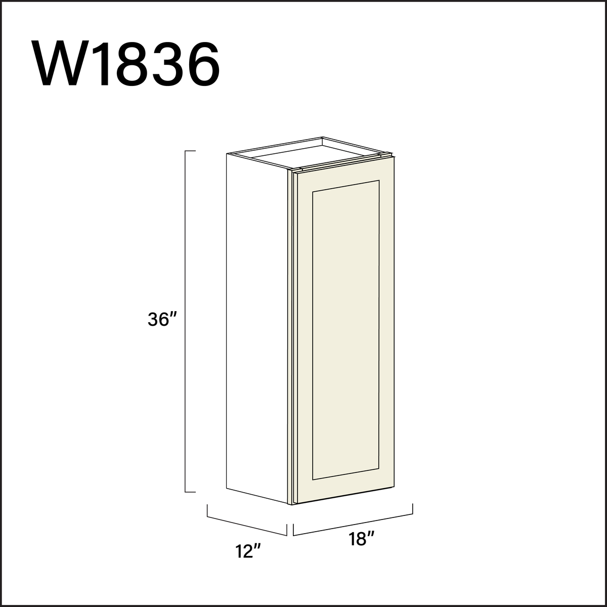 Milkshake White Single Door Wall Cabinet - 18&quot; W x 36&quot; H x 12&quot; D