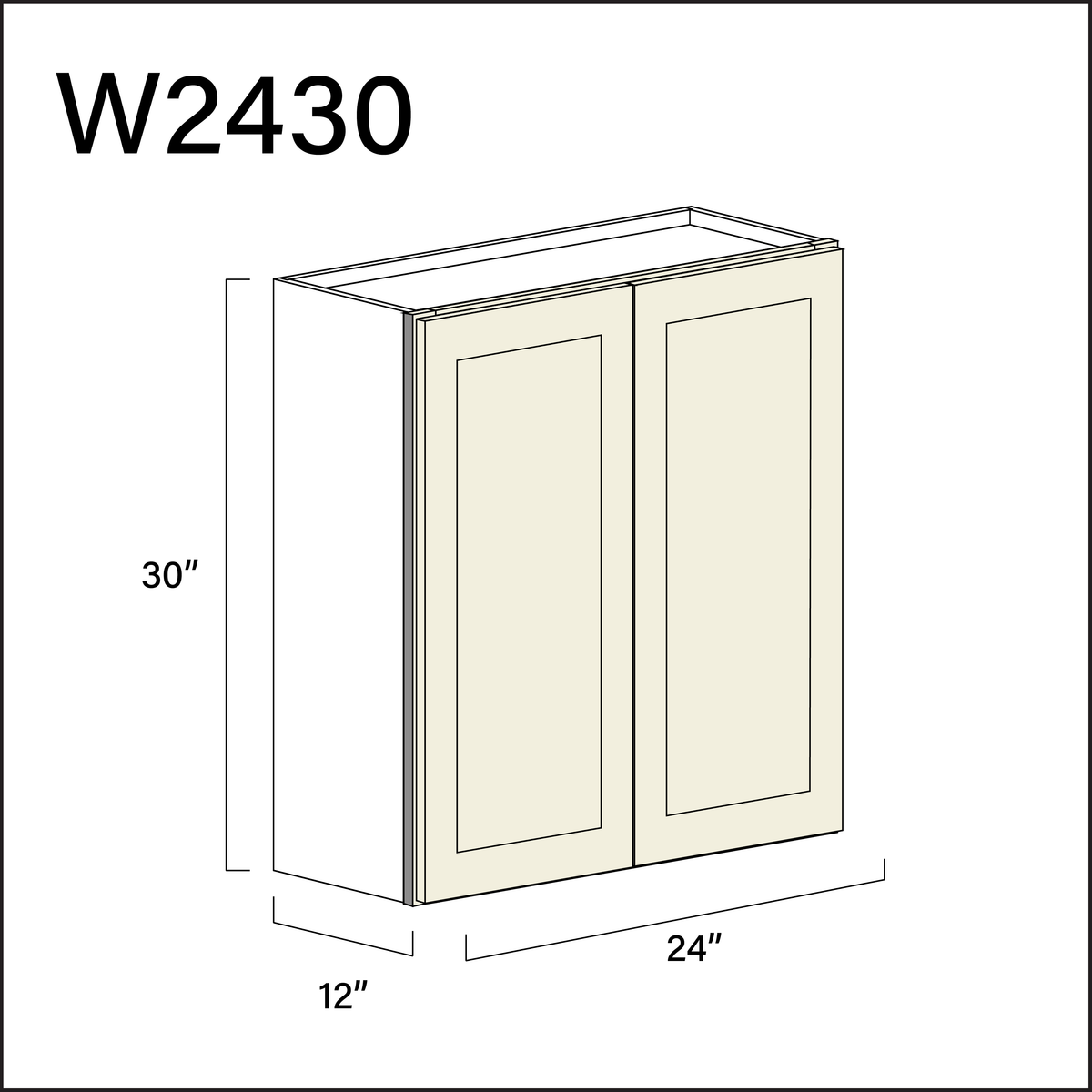 Milkshake White Double Door Wall Cabinet - 24&quot; W x 30&quot; H x 12&quot; D