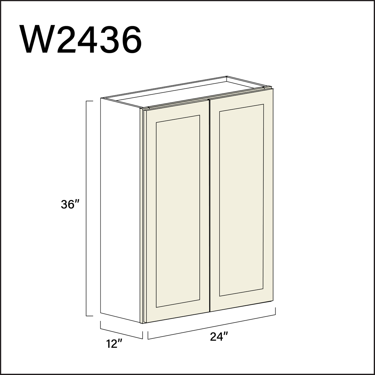 Milkshake White Double Door Wall Cabinet - 24&quot; W x 36&quot; H x 12&quot; D