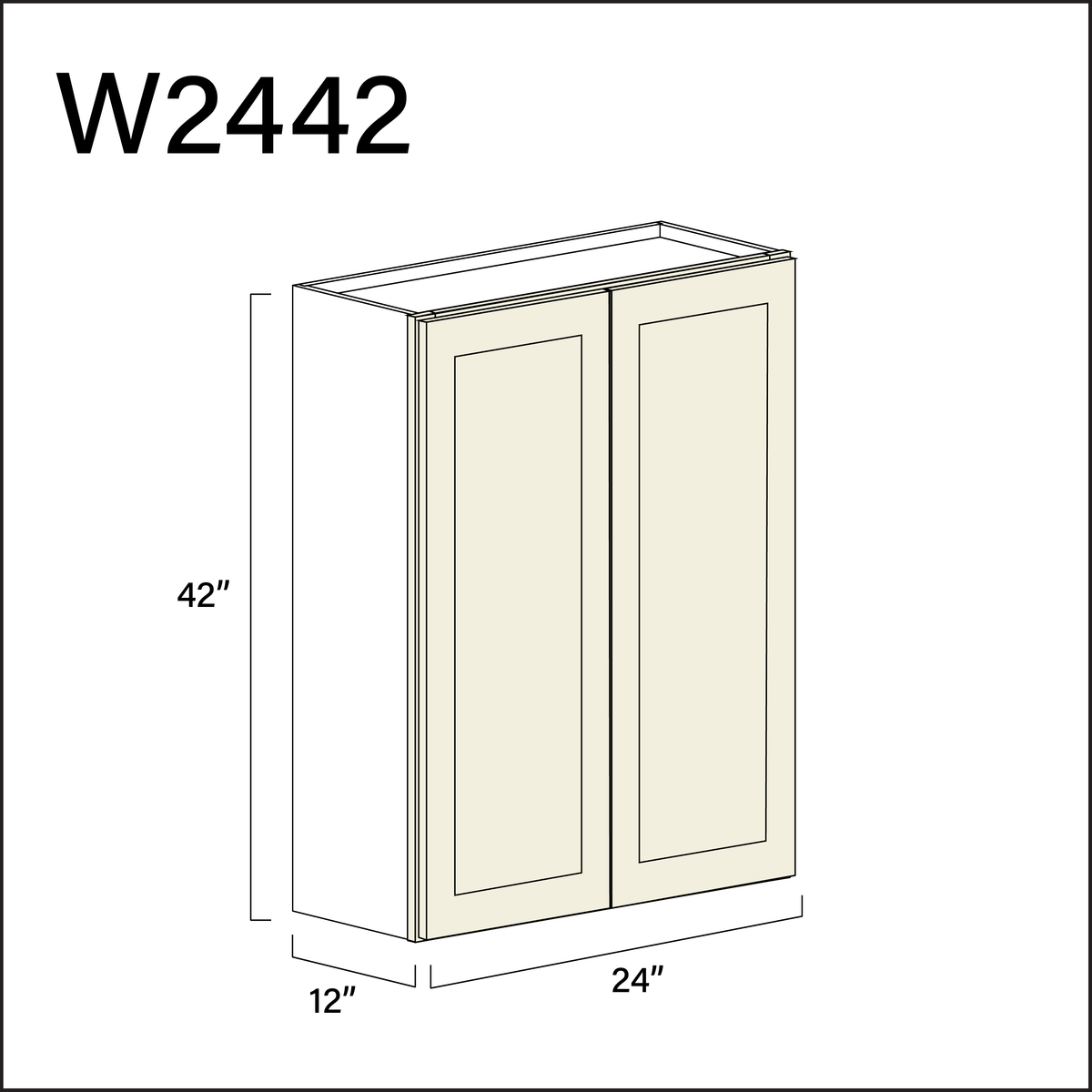 Milkshake White Double Door Wall Cabinet - 24&quot; W x 42&quot; H x 12&quot; D
