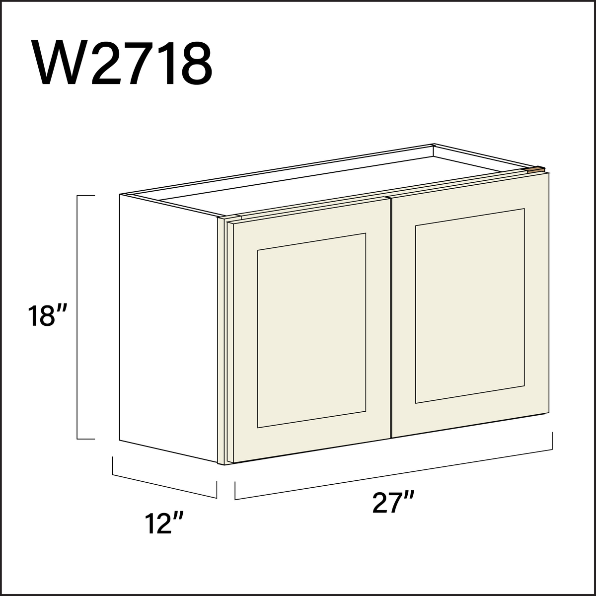Milkshake White Double Door Wall Cabinet - 27&quot; W x 18&quot; H x 12&quot; D