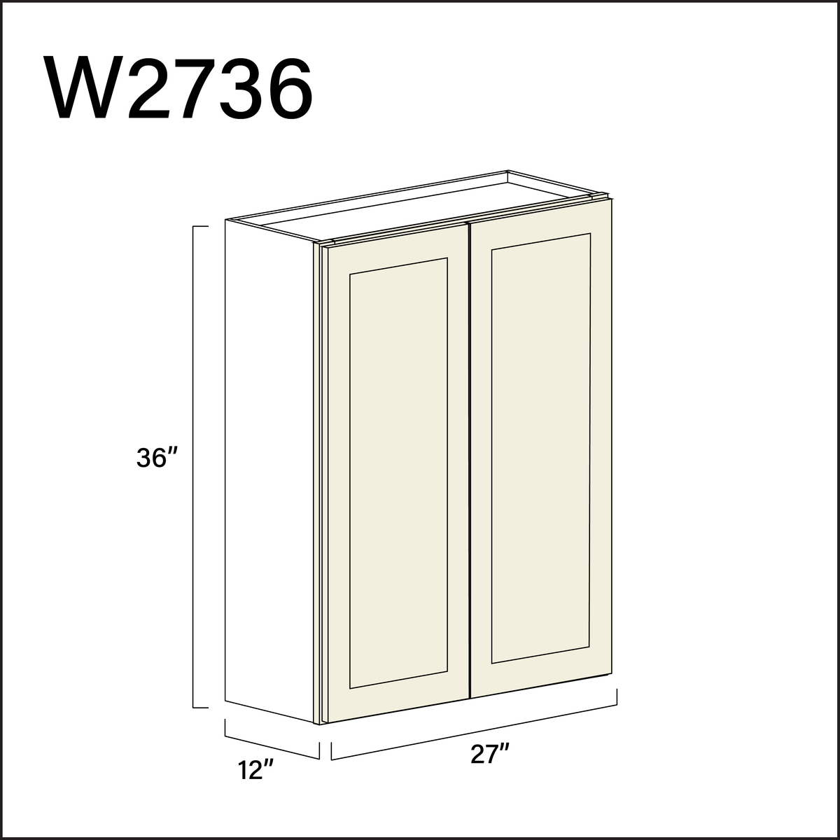 Milkshake White Double Door Wall Cabinet - 27&quot; W x 36&quot; H x 12&quot; D