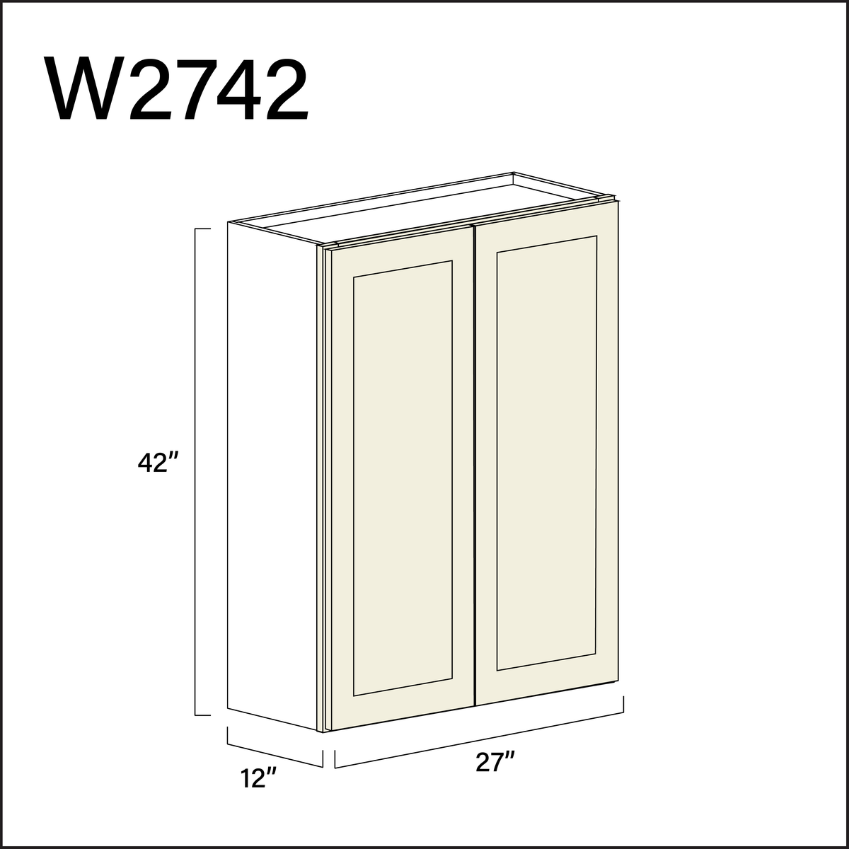 Milkshake White Double Door Wall Cabinet - 27&quot; W x 42&quot; H x 12&quot; D