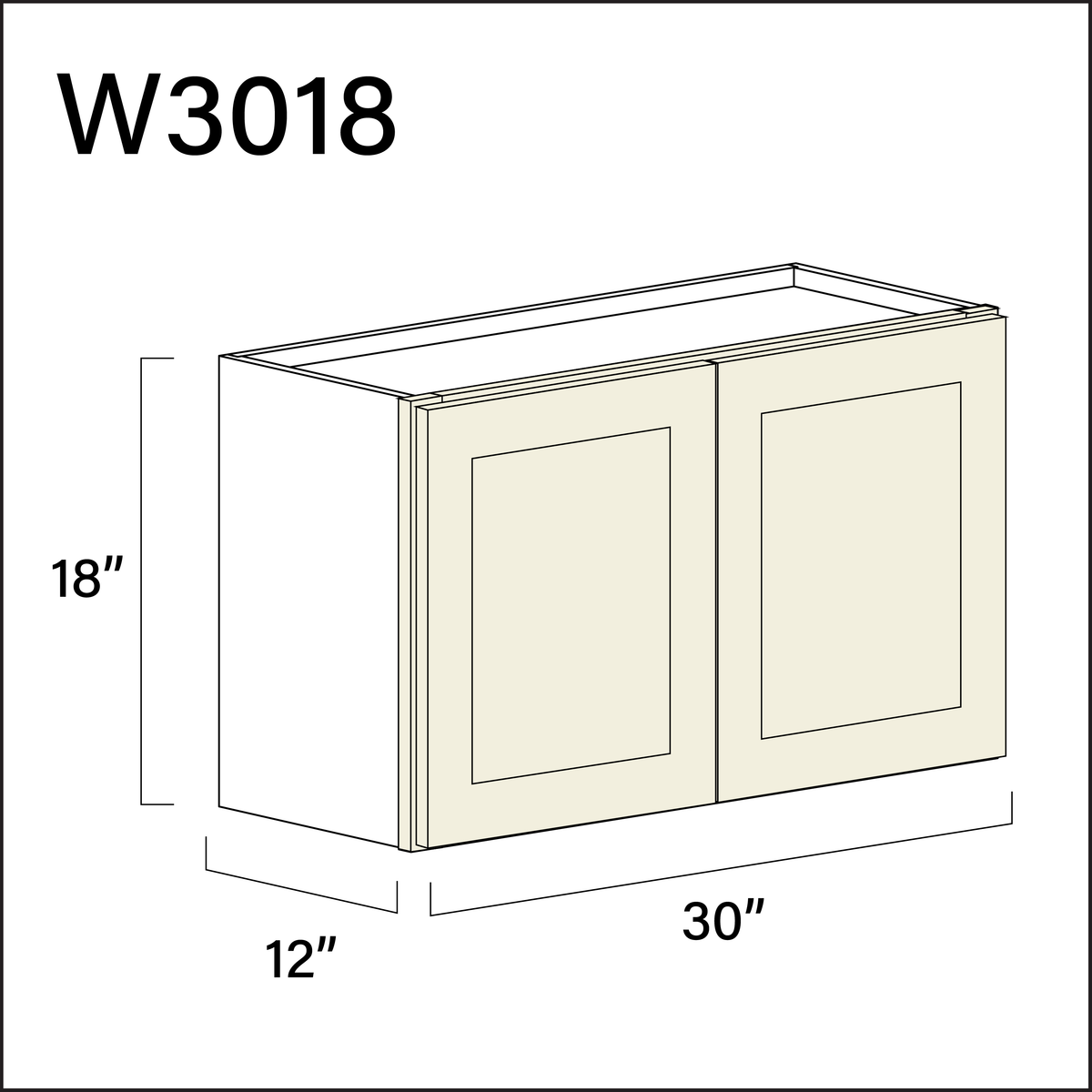 Milkshake White Double Door Wall Cabinet - 30&quot; W x 18&quot; H x 12&quot; D