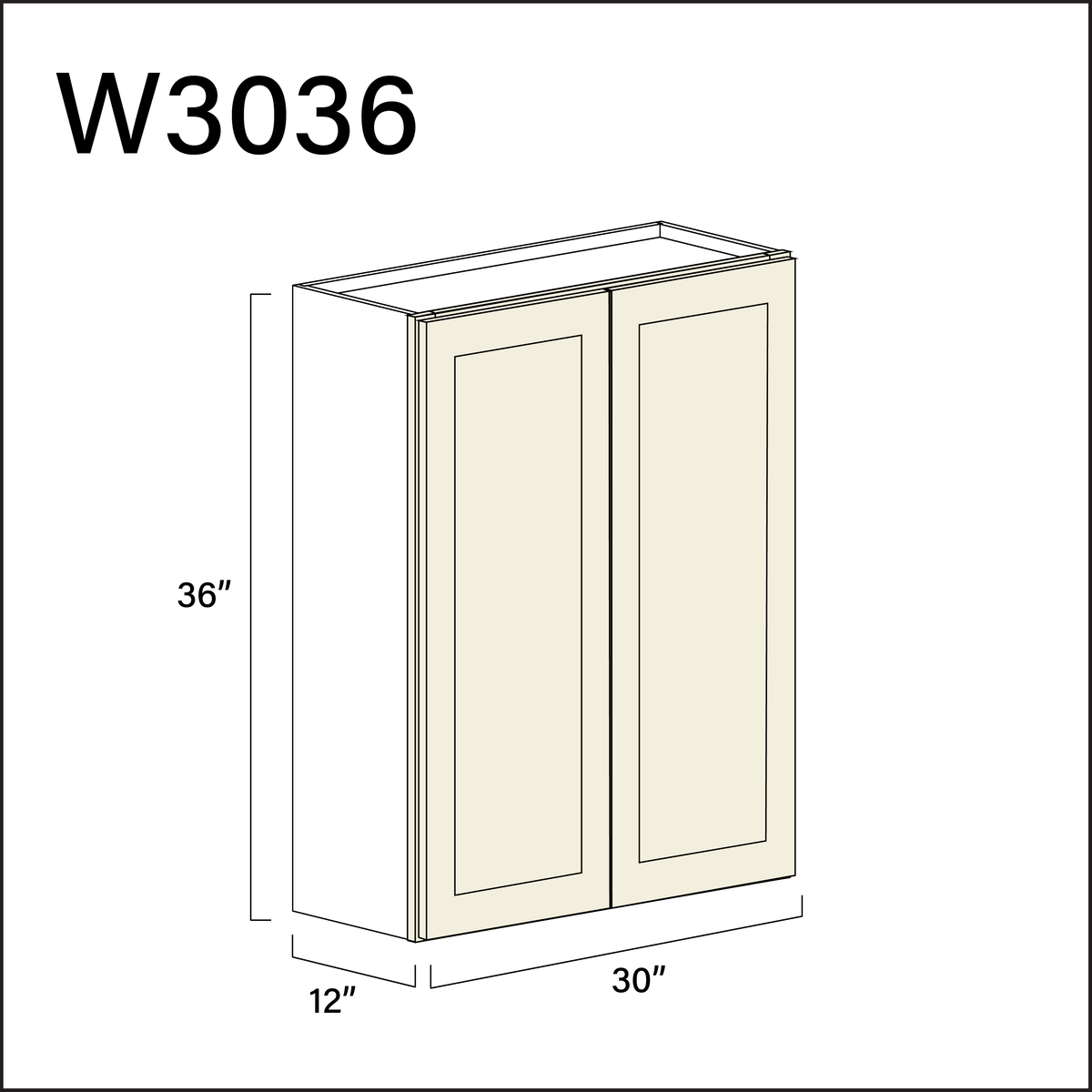 Milkshake White Double Door Wall Cabinet - 30&quot; W x 36&quot; H x 12&quot; D