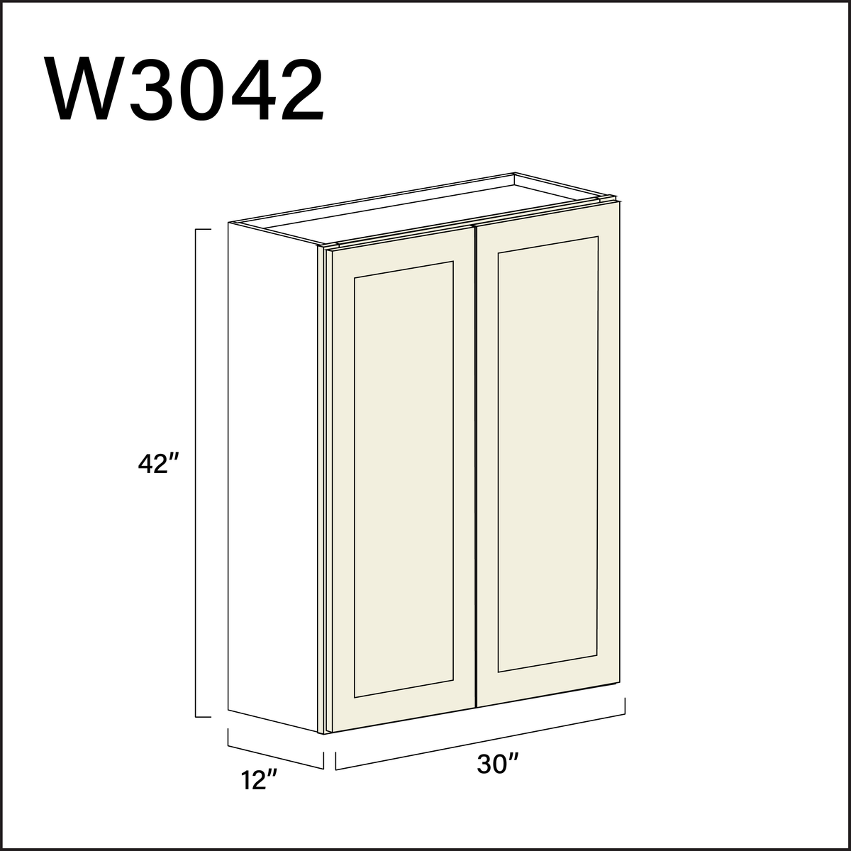 Milkshake White Double Door Wall Cabinet - 30&quot; W x 42&quot; H x 12&quot; D