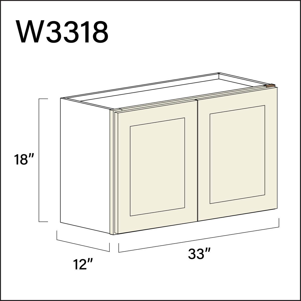 Milkshake White Double Door Wall Cabinet - 33&quot; W x 18&quot; H x 12&quot; D