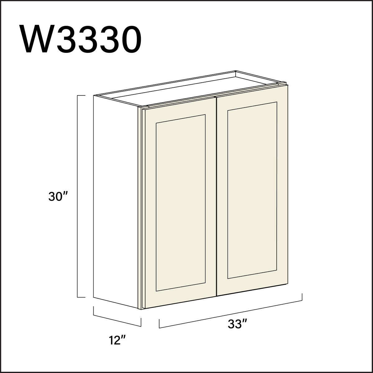 Milkshake White Double Door Wall Cabinet - 33&quot; W x 30&quot; H x 12&quot; D