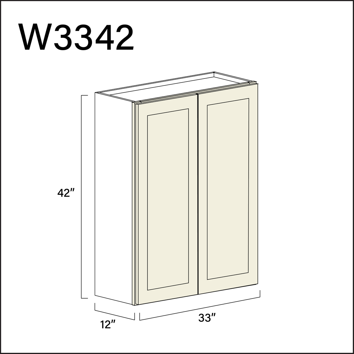 Milkshake White Double Door Wall Cabinet - 33&quot; W x 42&quot; H x 12&quot; D