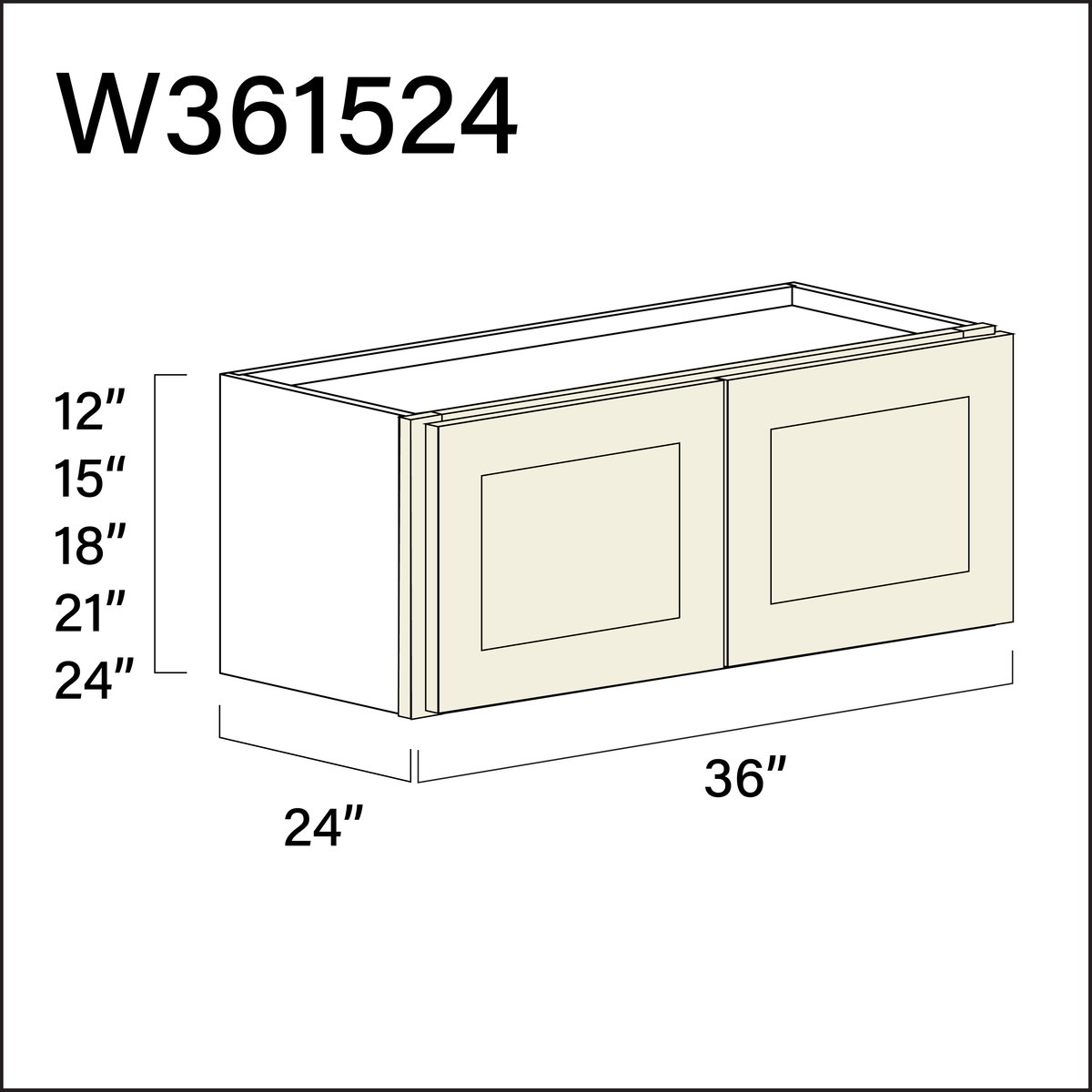 Milkshake White Wall Bridge Double Door Cabinet - 36&quot; W x 15&quot; H x 24&quot; D