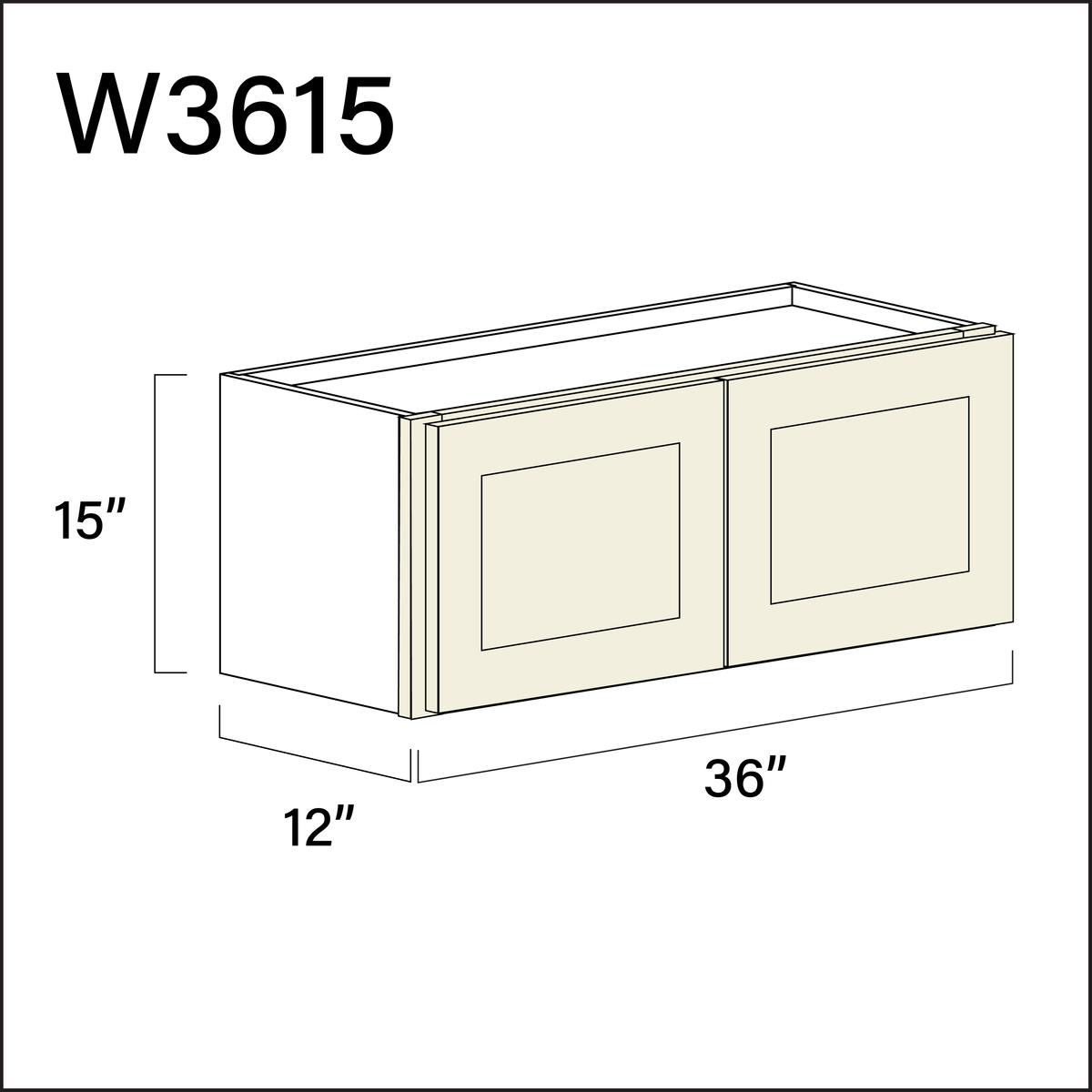 Milkshake White Double Door Wall Cabinet - 36&quot; W x 15&quot; H x 12&quot; D