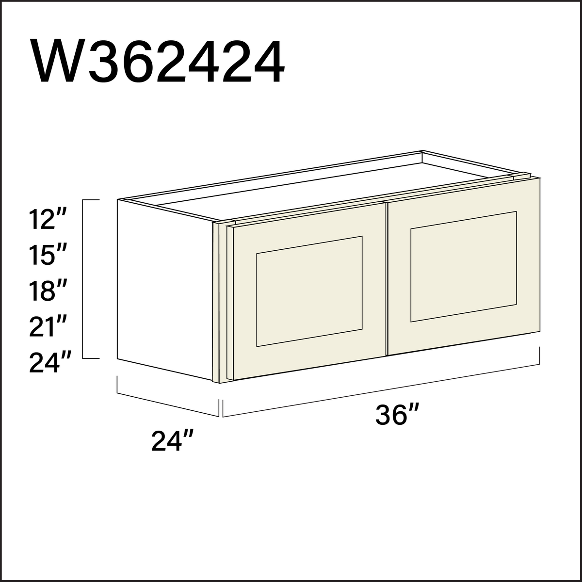 Milkshake White Wall Bridge Double Door Cabinet - 36&quot; W x 24&quot; H x 24&quot; D