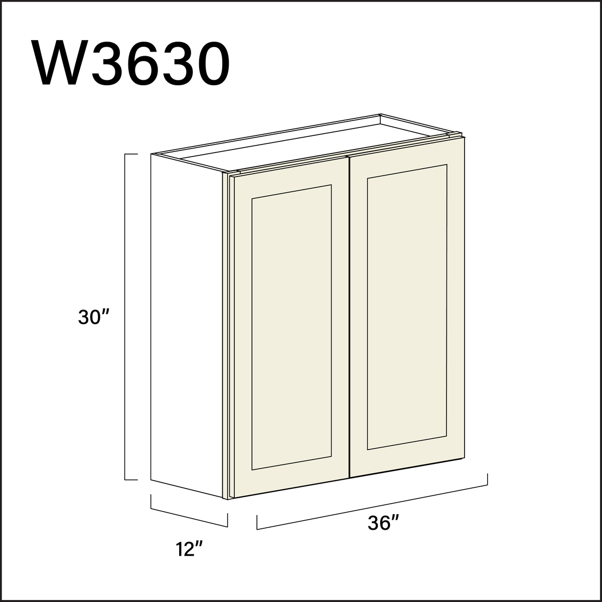 Milkshake White Double Door Wall Cabinet - 36&quot; W x 30&quot; H x 12&quot; D