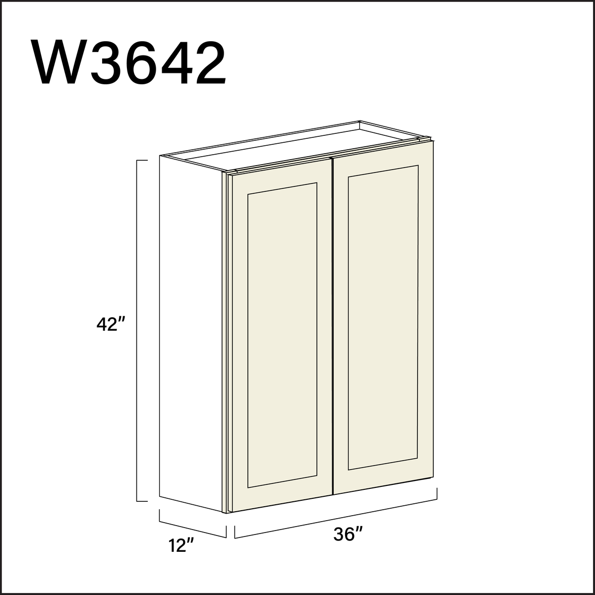 Milkshake White Double Door Wall Cabinet - 36&quot; W x 42&quot; H x 12&quot; D
