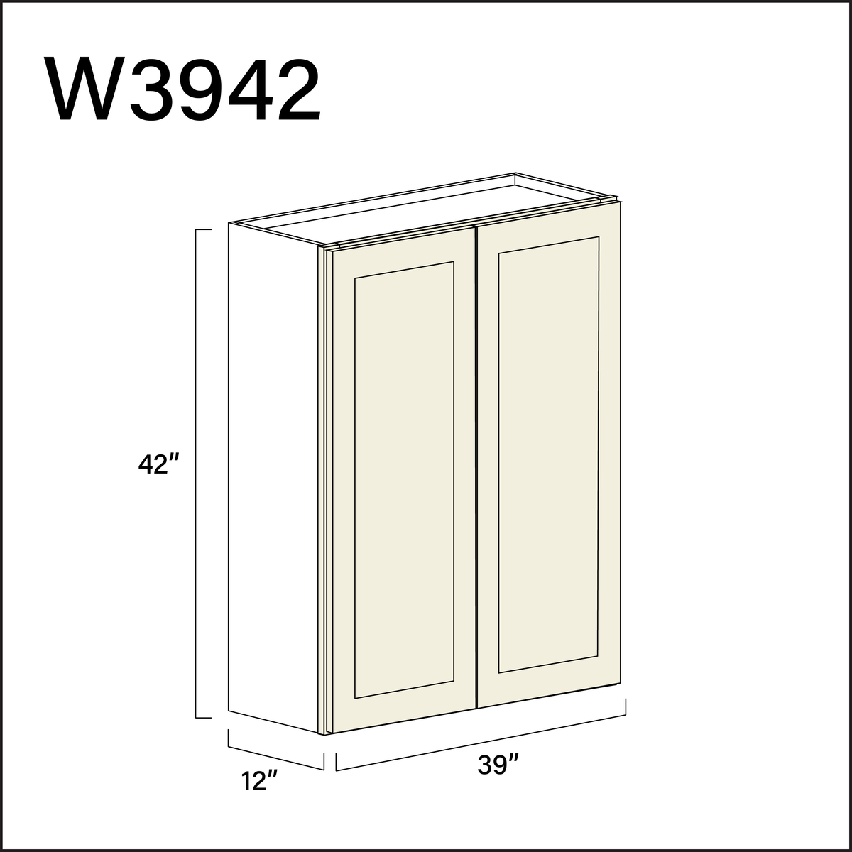 Milkshake White Double Door Wall Cabinet - 39&quot; W x 42&quot; H x 12&quot; D