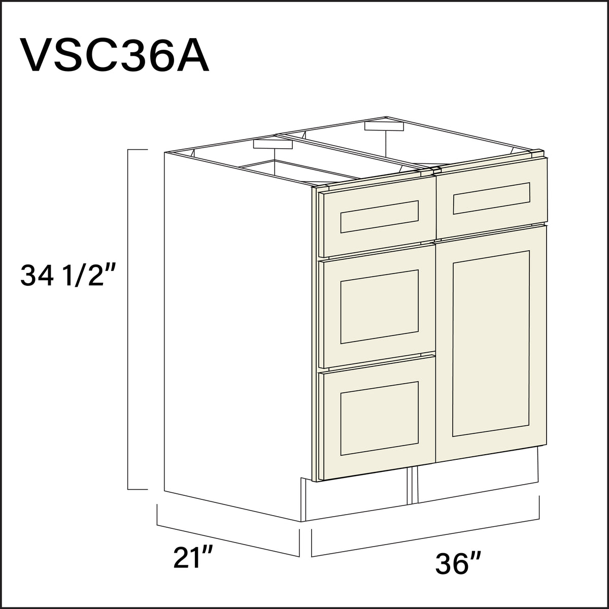 Milkshake White Vanity Sink Combo A Cabinets - 36&quot; W x 34.5&quot; H x 21&quot; D