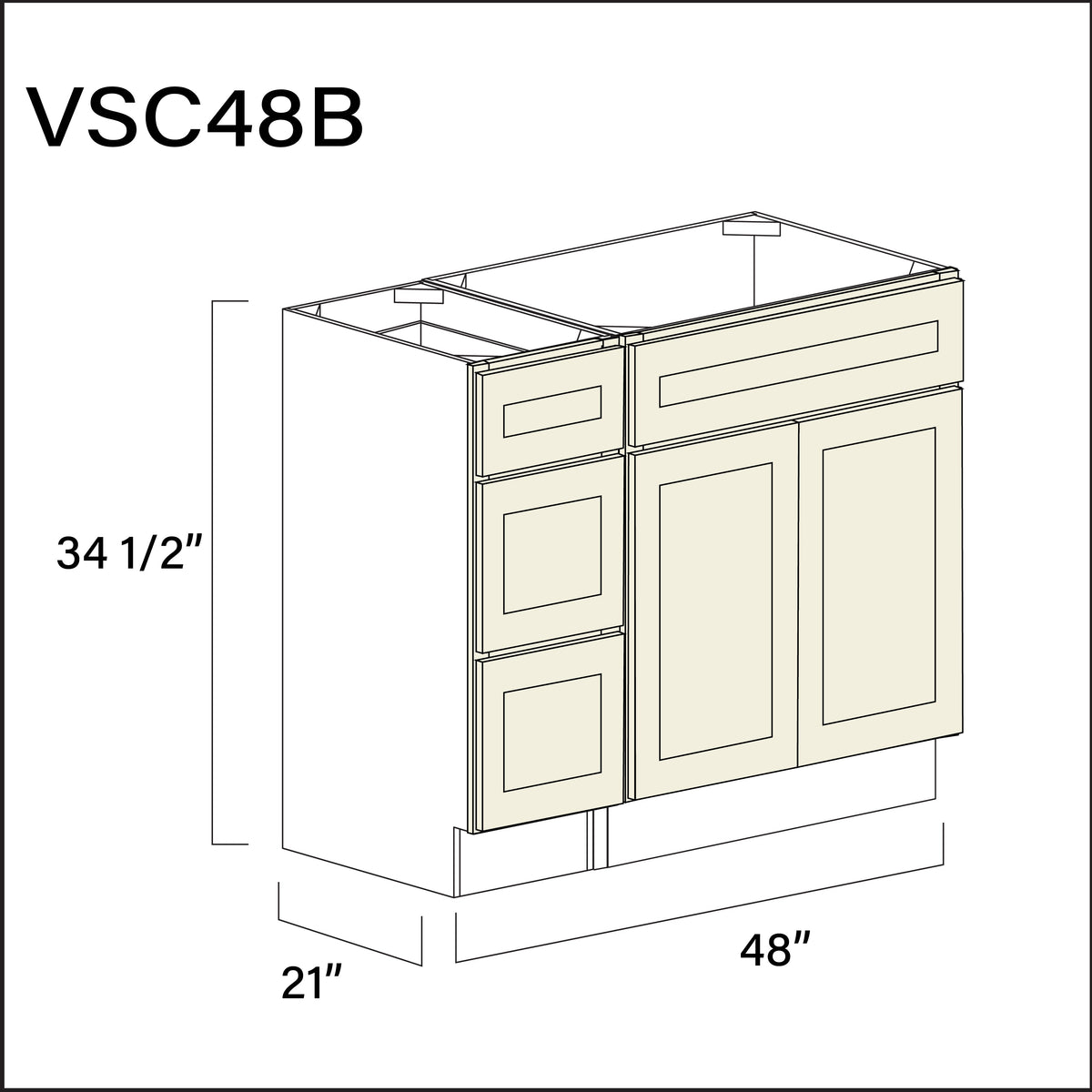 Milkshake White Vanity Sink Combo B Cabinets - 48&quot; W x 34.5&quot; H x 21&quot; D