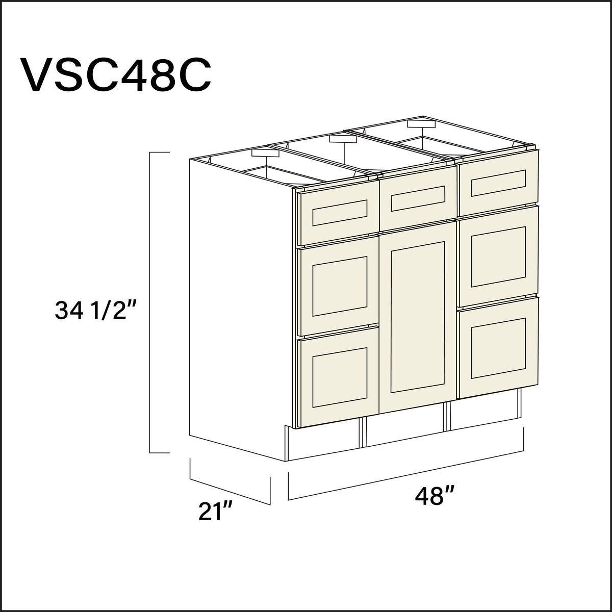 Milkshake White Vanity Sink Combo C Cabinets - 48&quot; W x 34.5&quot; H x 21&quot; D