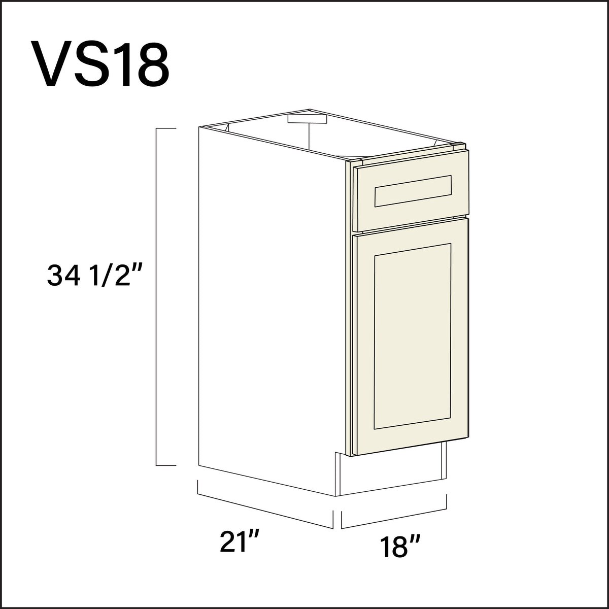 Milkshake White Vanity Sink Base Cabinet - 18&quot; W x 34.5&quot; H x 21&quot; D