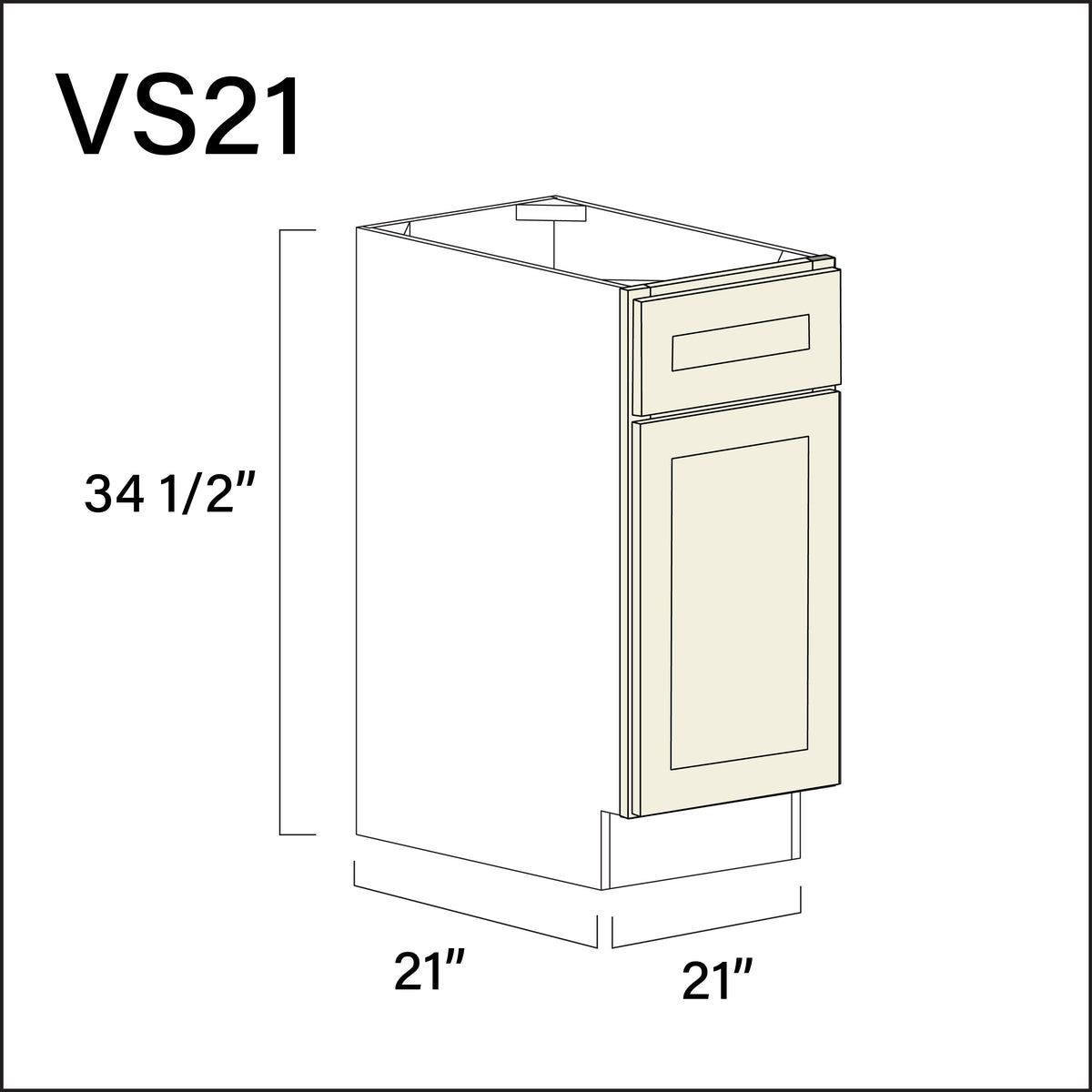 Milkshake White Vanity Sink Base Cabinet - 21&quot; W x 34.5&quot; H x 21&quot; D